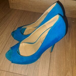 Turquoise high heel shoes